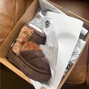 UGG Tan and Brown Fur Boots